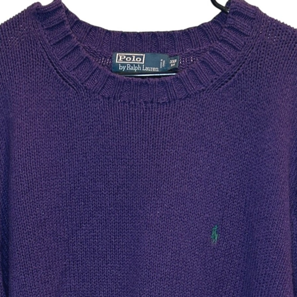 Polo Ralph Lauren Purple Cotton Crewneck Sweater Mens 3XB Big Shaker Knit Pony
